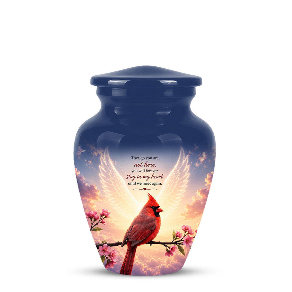 Personalized Cardinal Cremation Urn for Ashes, Red Cardinal Memorial Urn, Angel Wings Bird Tribute Urn - In Loving Memory Memorial (200 Cubic)