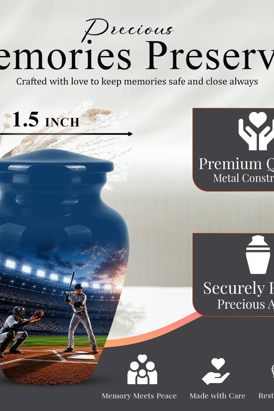 Baseball Cremation Urn for Ashes - Baseball Player and Catcher Memorial Urn