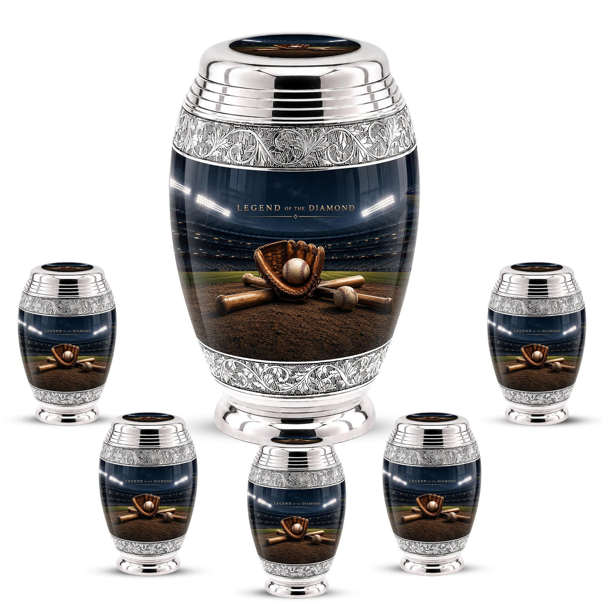 Baseball Cremation Urn for Ashes - Baseball Glove and Bat Memorial Urn