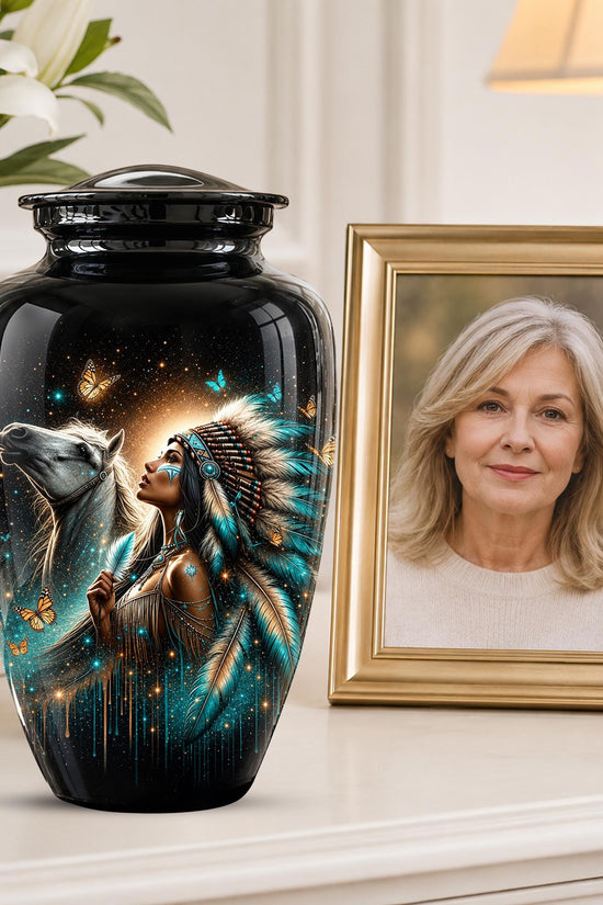 Native American Urns for Human Ashes - Horse Cremation Urn for Adults
