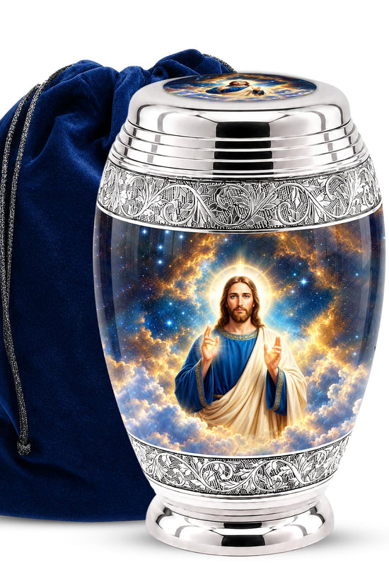 Personalized Jesus Cremation Urn - Celestial Christian Memorial Ashes Urn (200 Cubic)