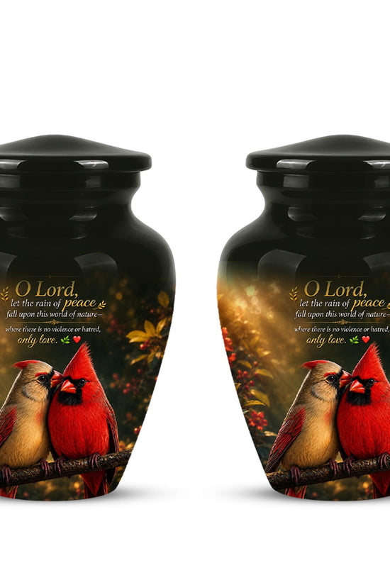 Cardinal Cremation Urn, Vibrant Bird Memorial Tribute, Christian Peace Keepsake
