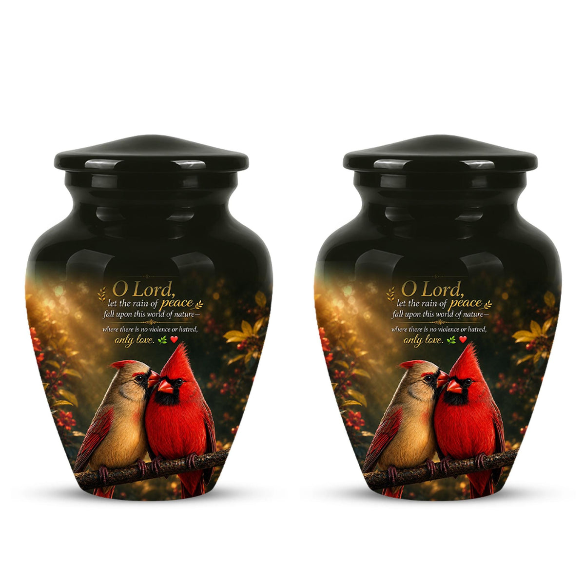 Cardinal Cremation Urn, Vibrant Bird Memorial Tribute, Christian Peace Keepsake
