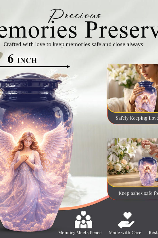Personalized Angel Wings Urn for Human Ashes - Memorial Keepsake Tribute Urn