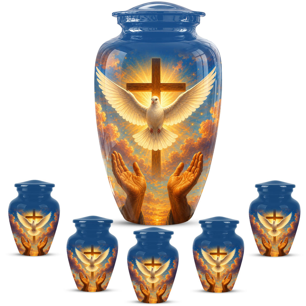 Dove Cross Cremation Urn - Religious Memorial Ashes Keepsake