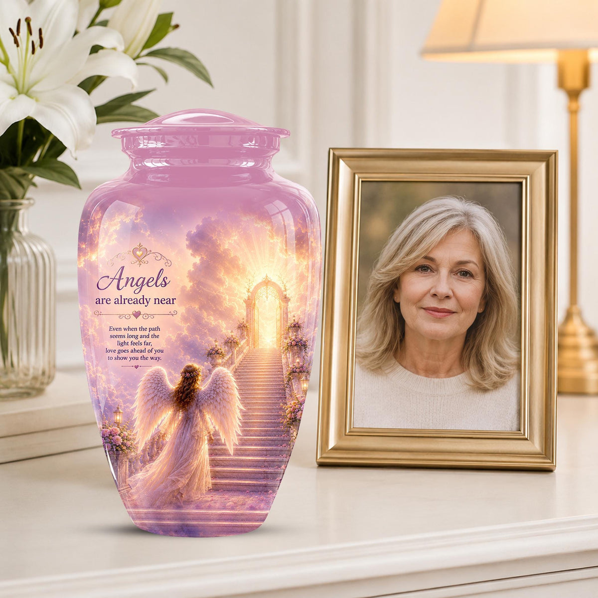 Personalized Angel Wings Urns for Human Ashes - Pink Crematon Urn for Adults