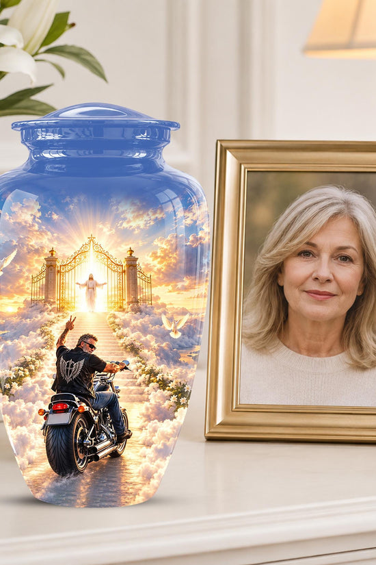 Personalized Motorcycle Memorial Urn, Biker Heaven Tribute, 200 Cubic  Inches