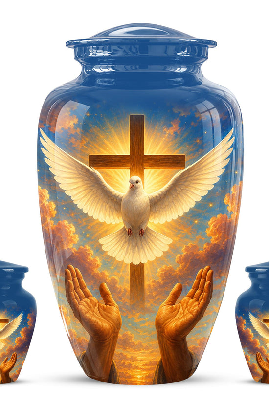 Dove Cross Cremation Urn - Religious Memorial Ashes Keepsake