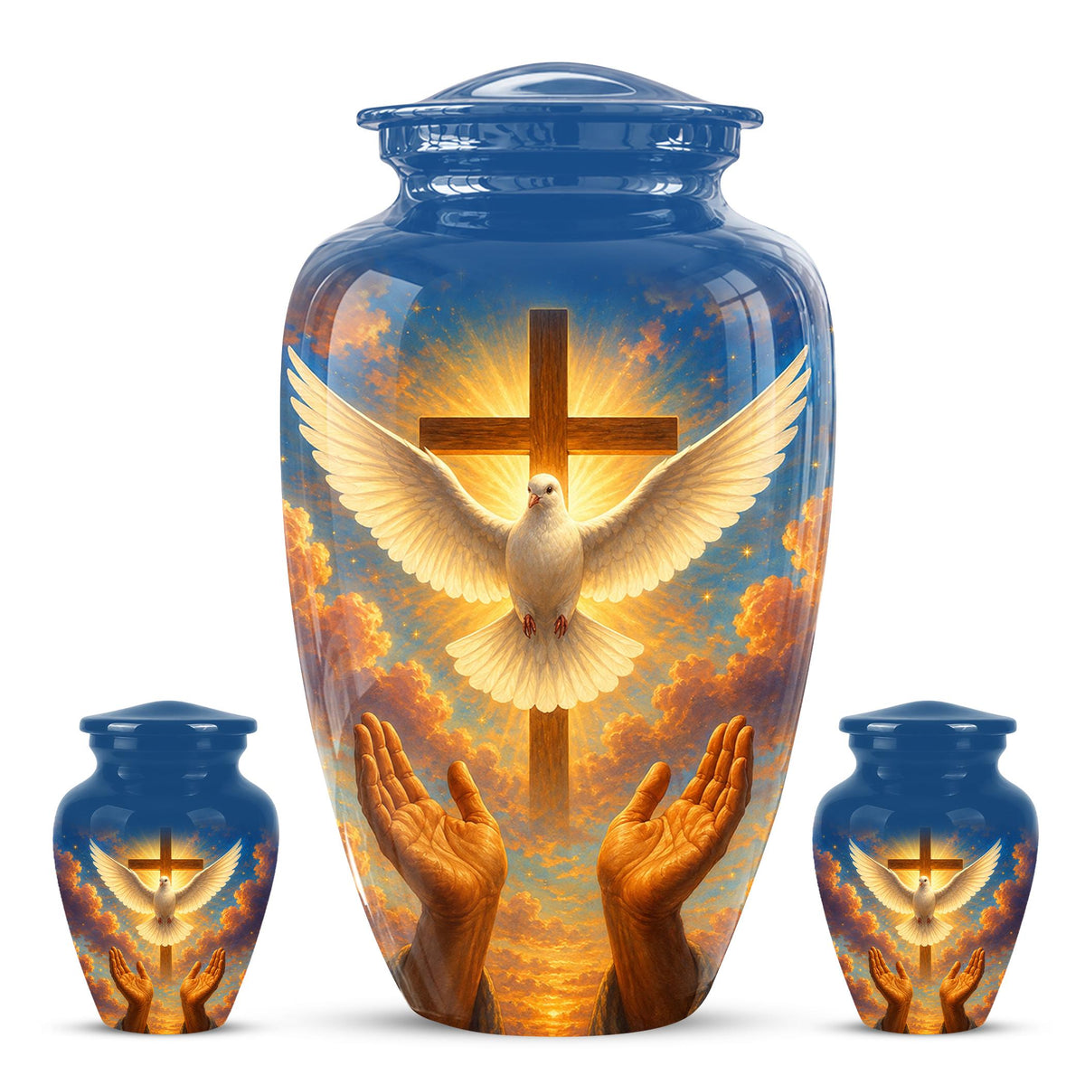 Dove Cross Cremation Urn - Religious Memorial Ashes Keepsake