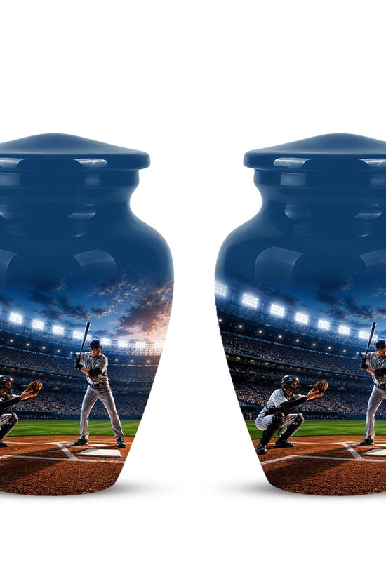 Baseball Cremation Urn for Ashes - Baseball Player and Catcher Memorial Urn