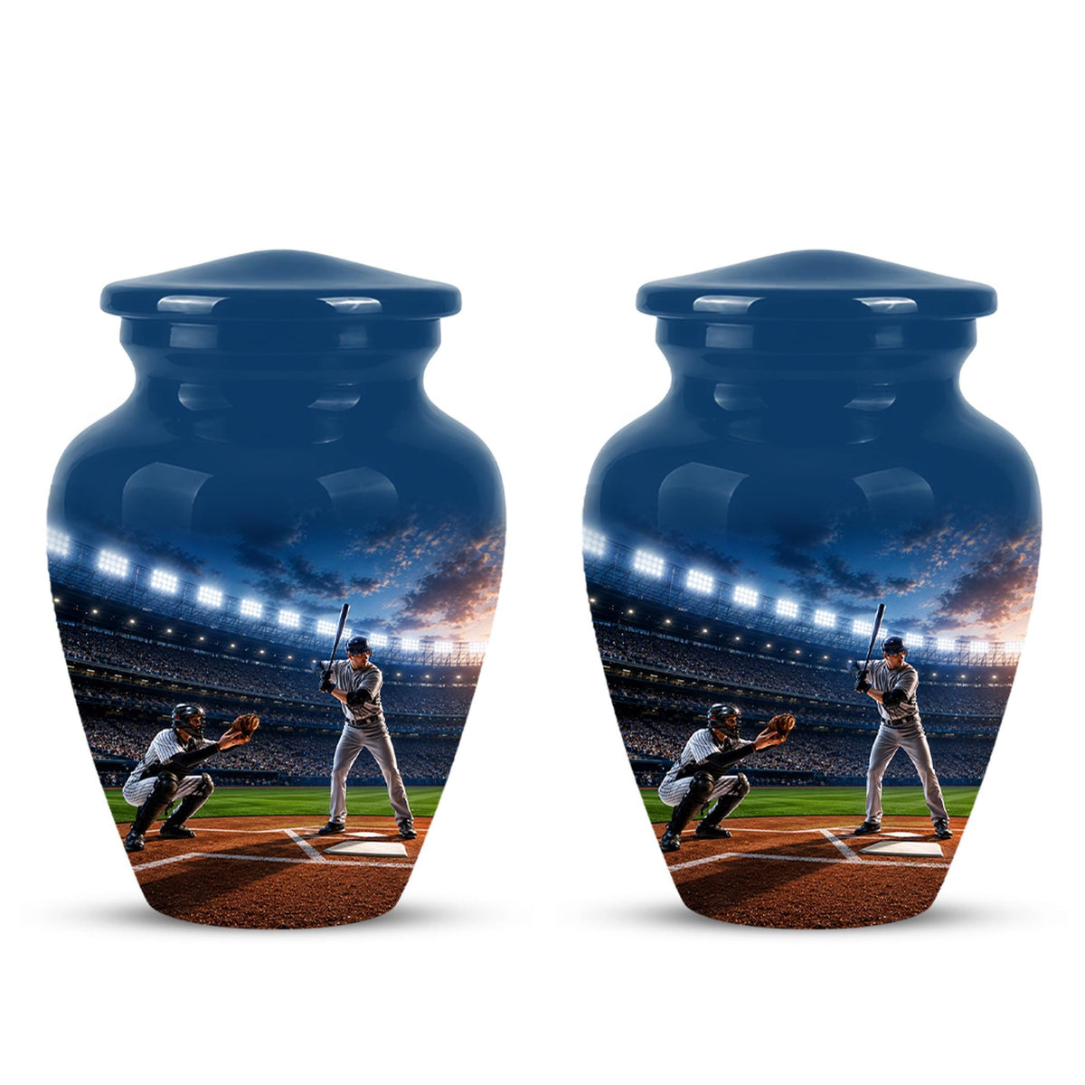 Baseball Cremation Urn for Ashes - Baseball Player and Catcher Memorial Urn