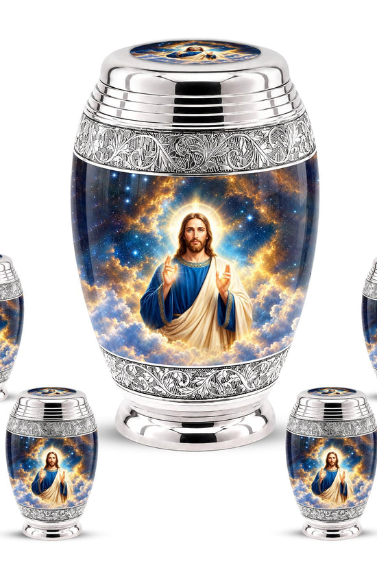 Personalized Jesus Cremation Urn - Celestial Christian Memorial Ashes Urn (200 Cubic)