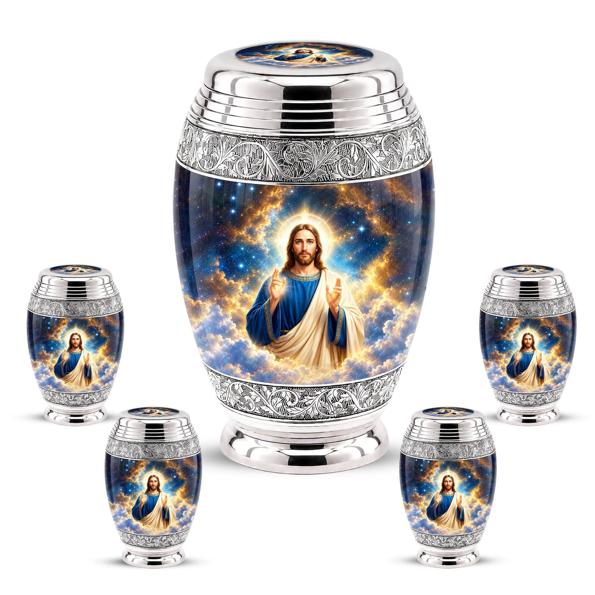 Personalized Jesus Cremation Urn - Celestial Christian Memorial Ashes Urn (200 Cubic)