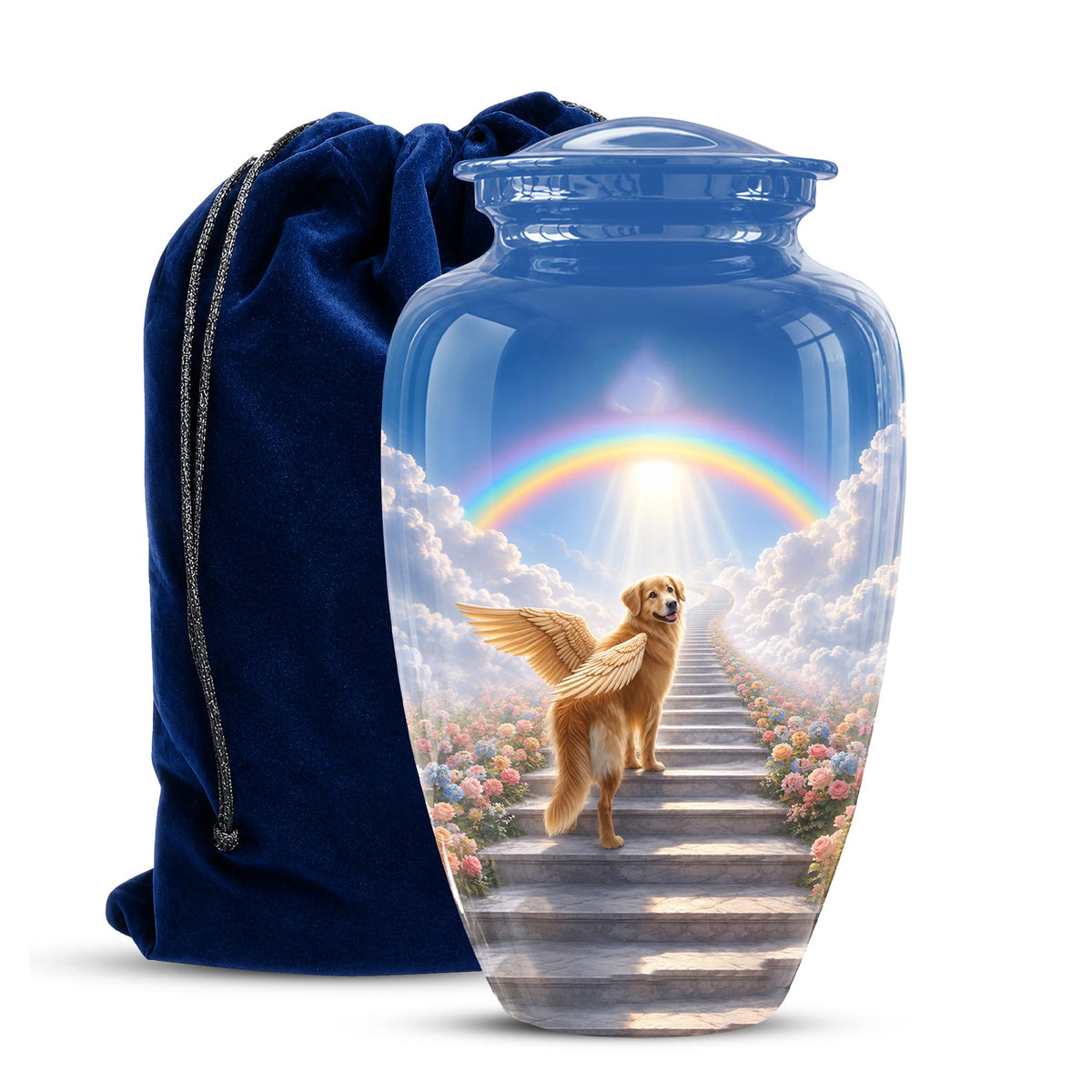 Personalized Angel Dog Cremation Urn for Ashes, Rainbow Dog Memorial Urn, Pet Loss Tribute Urn - Dog Remembrance Memorial (200 Cubic)