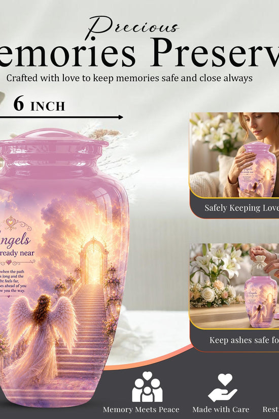 Personalized Angel Wings Urns for Human Ashes - Pink Crematon Urn for Adults
