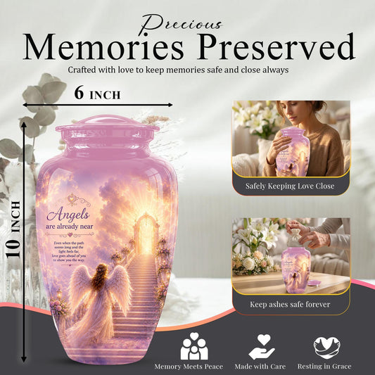Personalized Angel Wings Urns for Human Ashes - Pink Crematon Urn for Adults