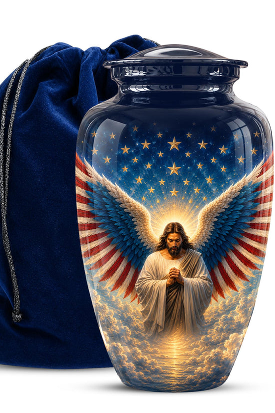 Personalized Christian Memorial Urn - Jesus Angel Wings Cremation Urn (200 Cubic)