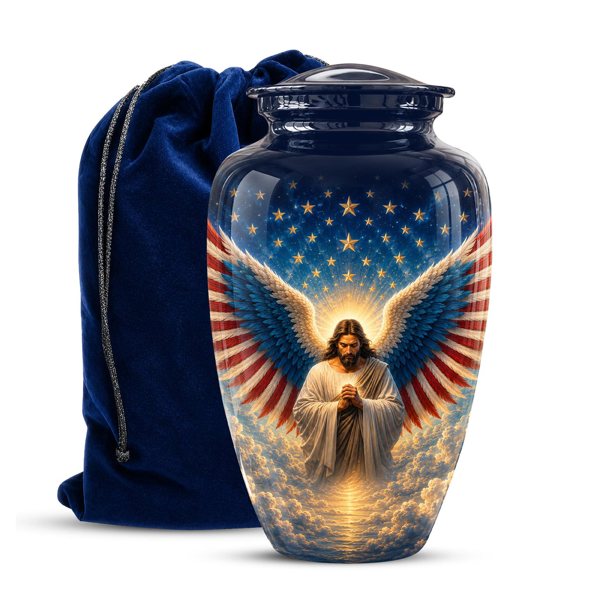 Personalized Christian Memorial Urn - Jesus Angel Wings Cremation Urn (200 Cubic)