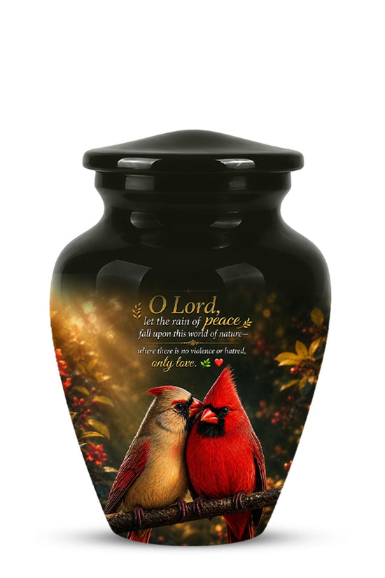 Cardinal Cremation Urn, Vibrant Bird Memorial Tribute, Christian Peace Keepsake