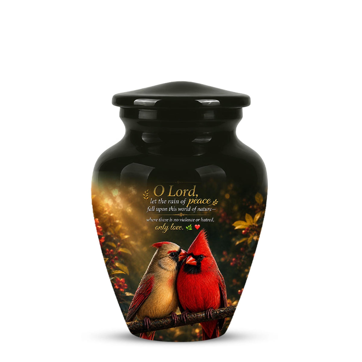Cardinal Cremation Urn, Vibrant Bird Memorial Tribute, Christian Peace Keepsake