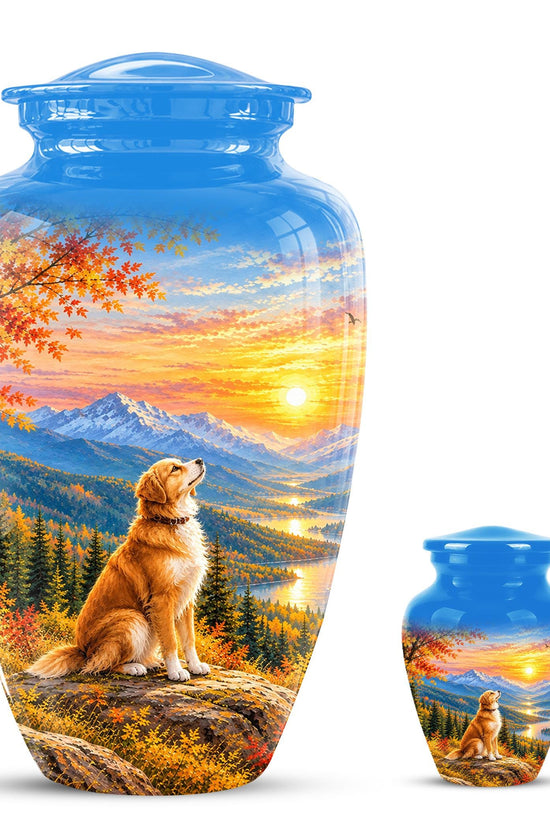 Personalized Golden Retriever Cremation Urn for Ashes, Mountain Dog Memorial Urn, Golden Retriever Tribute Urn - Nature Pet Memorial (200 Cubic)