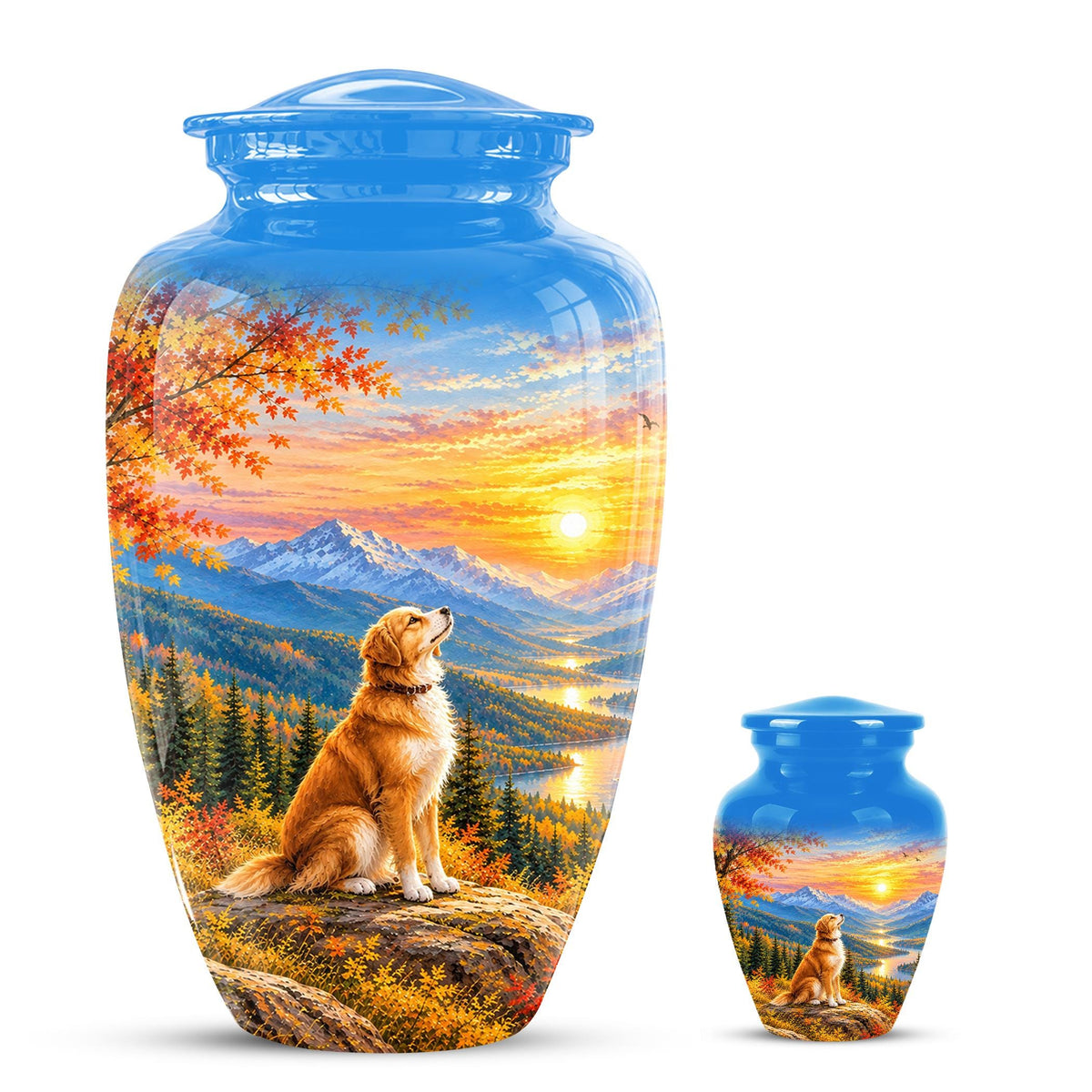Personalized Golden Retriever Cremation Urn for Ashes, Mountain Dog Memorial Urn, Golden Retriever Tribute Urn - Nature Pet Memorial (200 Cubic)