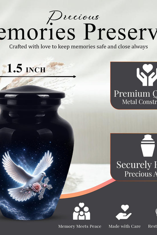 Cremation Urn for Human Ashes | Flying White Dove Memorial Urn - Personalized Adult Urns