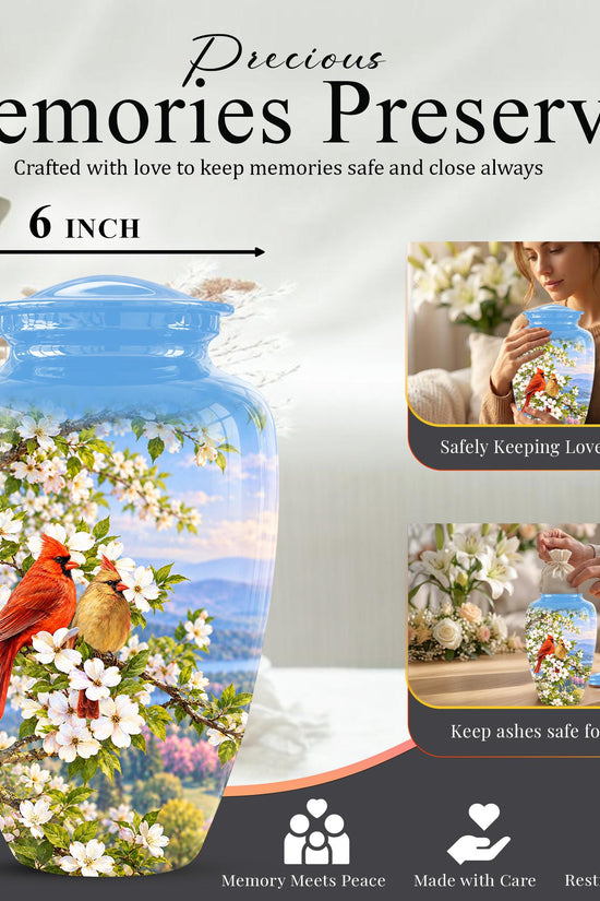 Personalized Cardinal Cremation Urn, Red Bird Memorial Keepsake (200 Cubic  Inch)