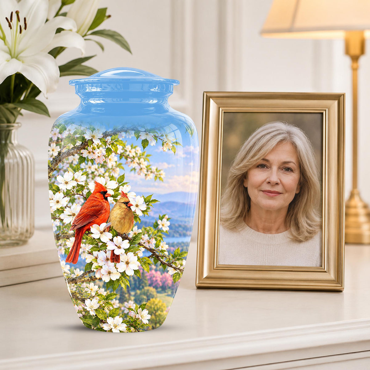Personalized Cardinal Cremation Urn, Red Bird Memorial Keepsake (200 Cubic  Inch)