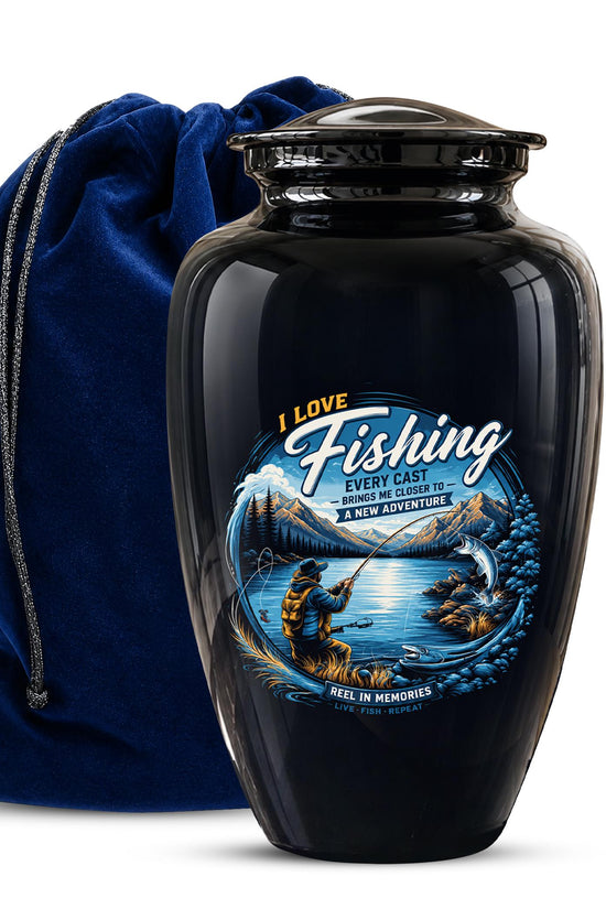 Personalized Fishing Memorial Urn - Adults Ashes For Male
