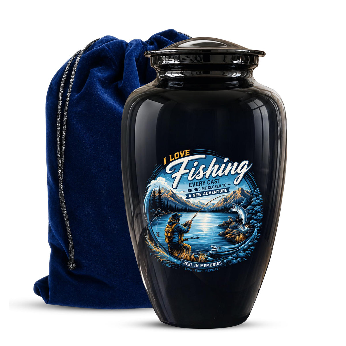 Personalized Fishing Memorial Urn - Adults Ashes For Male