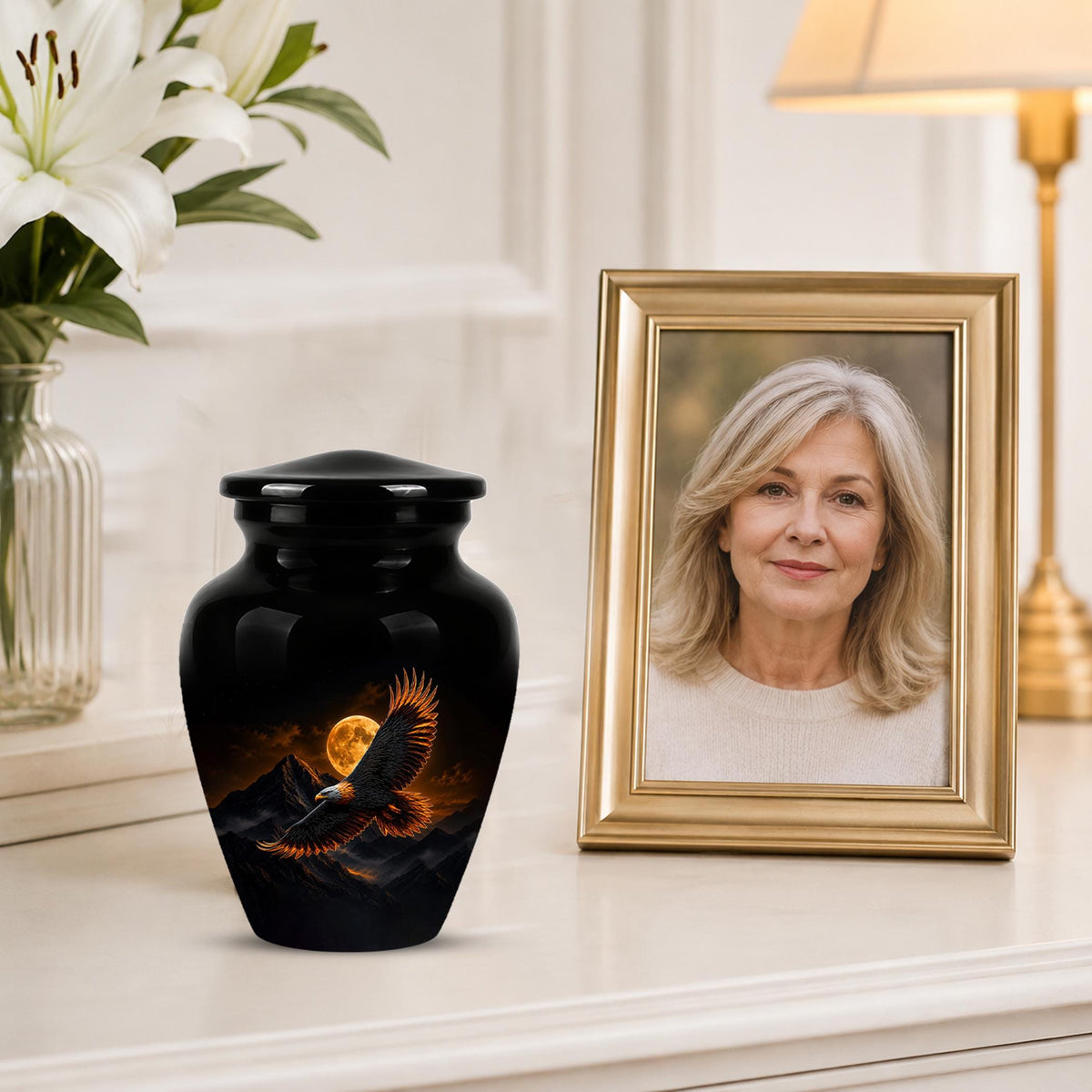 Eagle Cremation Urn for Ashes - Black Bald Eagle Memorial Urn