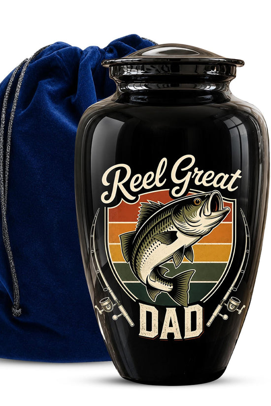 Personalized Fishing Memorial Urn for Dad - Adults Ashes For Memorial Urn