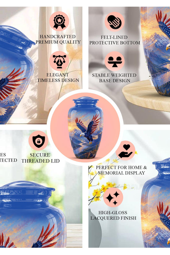Bald Eagle Cremation Urn for Ashes - Blue Mountain Eagle Memorial Urn
