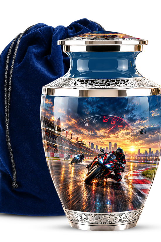 Motorcycle Racing Memorial Urn for Human Ashes – Personalized Racing Bike Urn