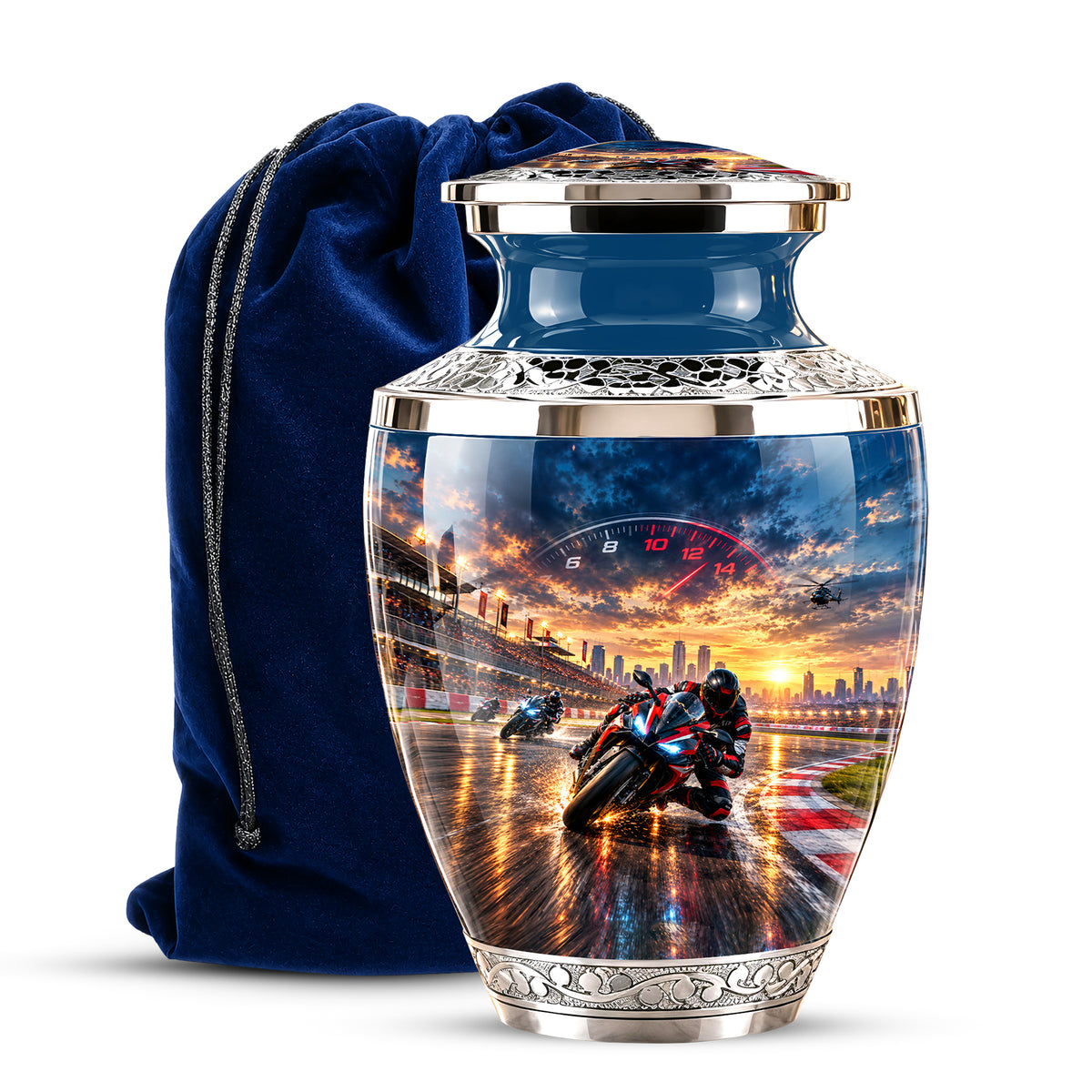 Motorcycle Racing Memorial Urn for Human Ashes – Personalized Racing Bike Urn