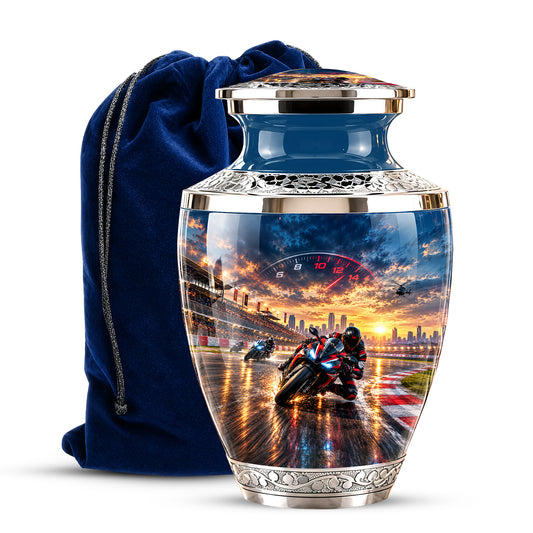 Motorcycle Racing Memorial Urn for Human Ashes – Personalized Racing Bike Urn