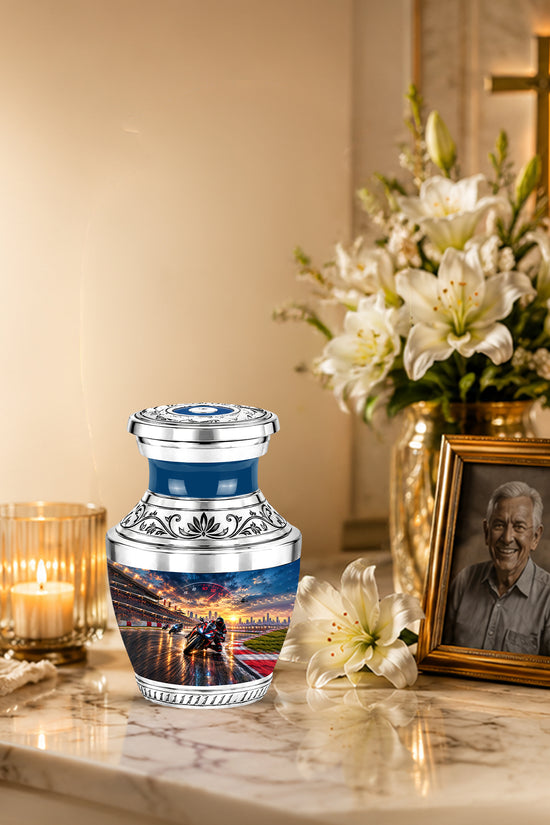 Motorcycle Racing Memorial Urn for Human Ashes – Personalized Racing Bike Urn