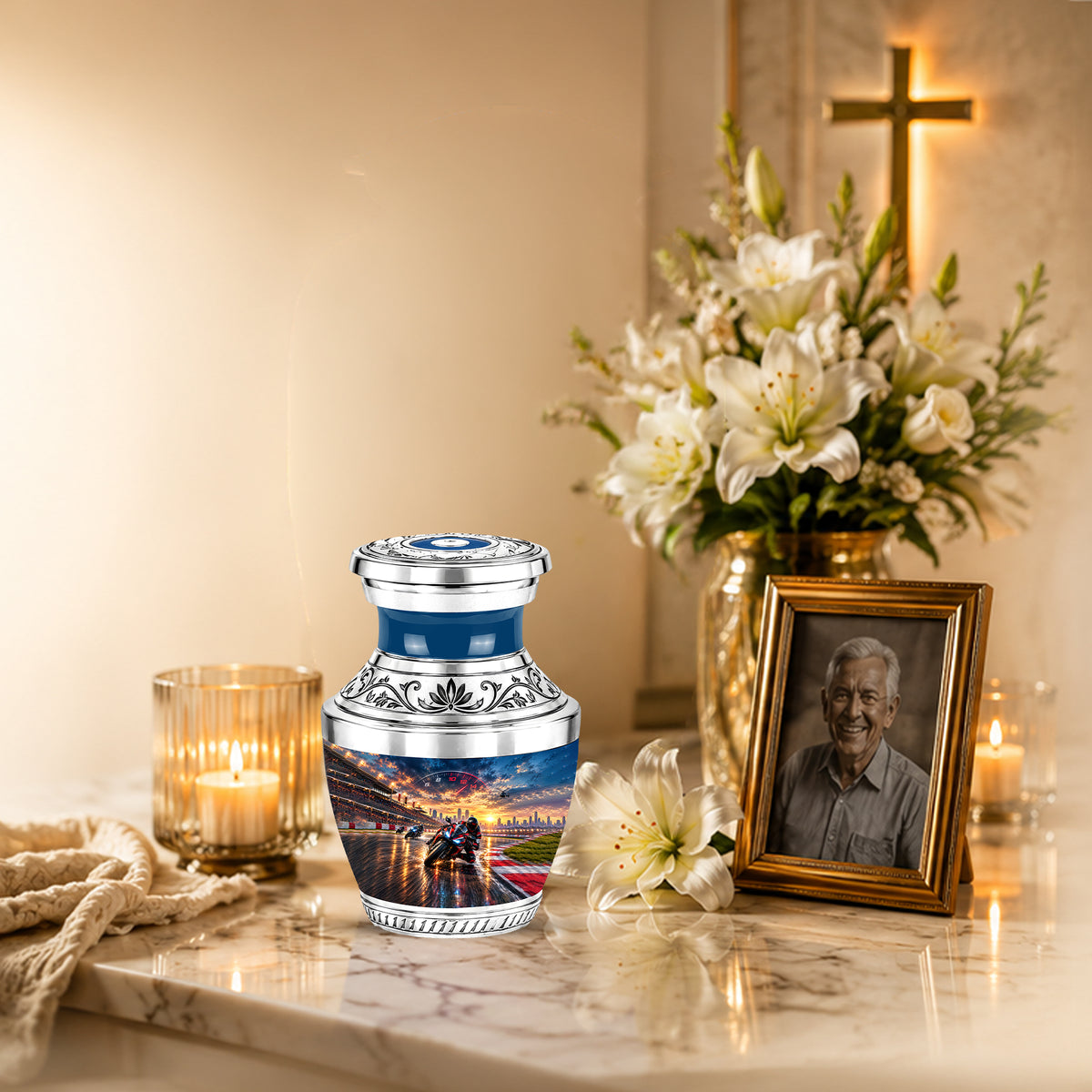 Motorcycle Racing Memorial Urn for Human Ashes – Personalized Racing Bike Urn