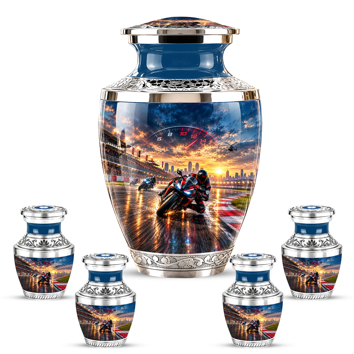 Motorcycle Racing Memorial Urn for Human Ashes – Personalized Racing Bike Urn