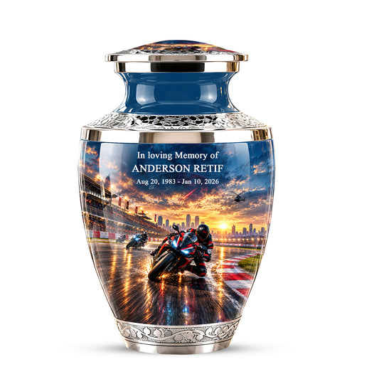 Motorcycle Racing Memorial Urn for Human Ashes – Personalized Racing Bike Urn