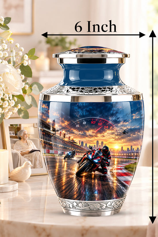 Motorcycle Racing Memorial Urn for Human Ashes – Personalized Racing Bike Urn