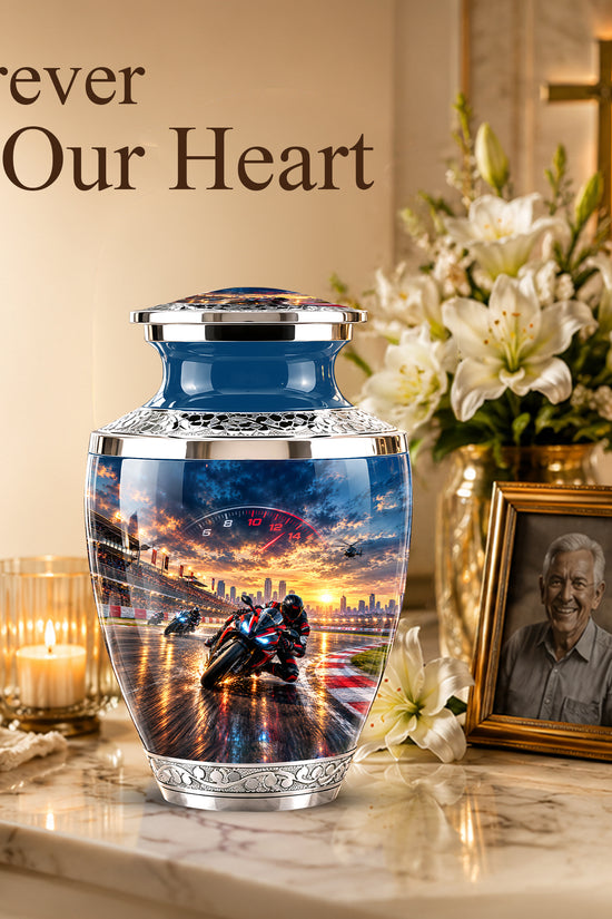 Motorcycle Racing Memorial Urn for Human Ashes – Personalized Racing Bike Urn