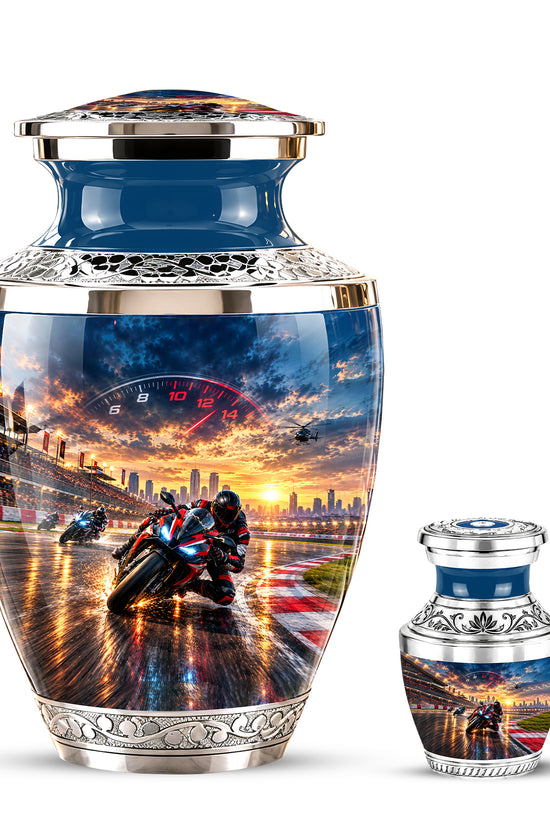 Motorcycle Racing Memorial Urn for Human Ashes – Personalized Racing Bike Urn