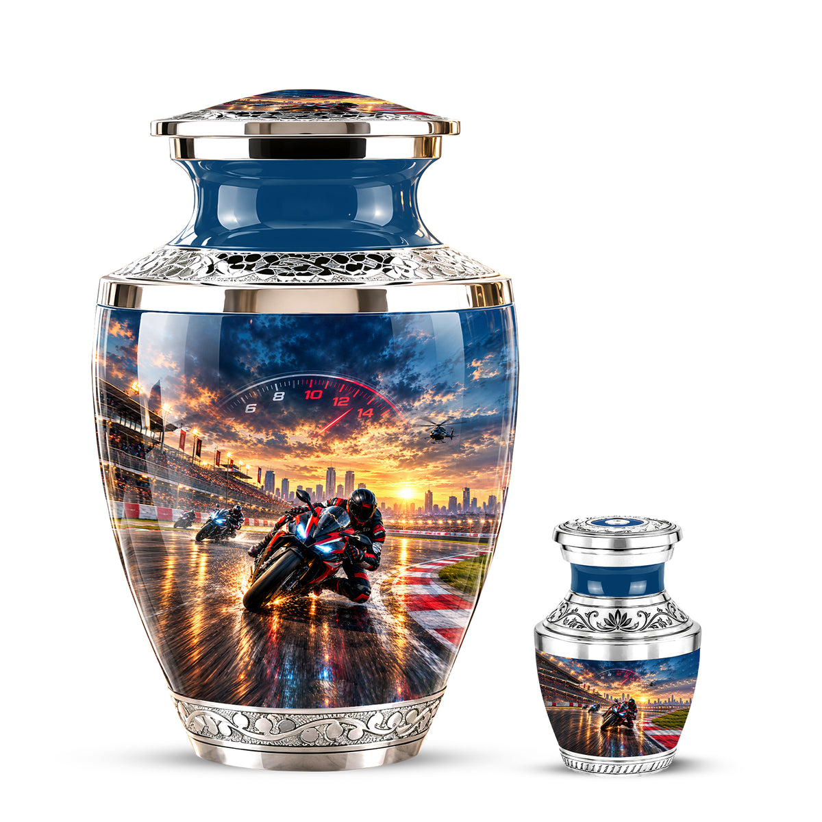 Motorcycle Racing Memorial Urn for Human Ashes – Personalized Racing Bike Urn
