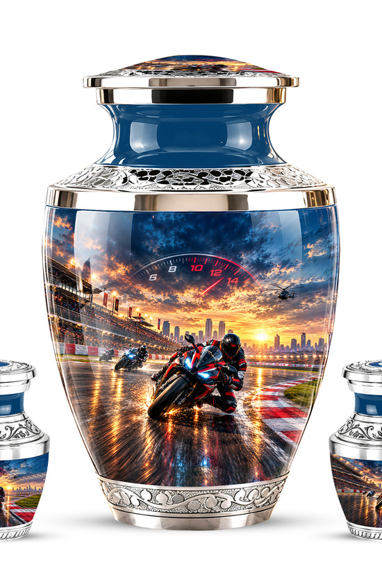 Motorcycle Racing Memorial Urn for Human Ashes – Personalized Racing Bike Urn