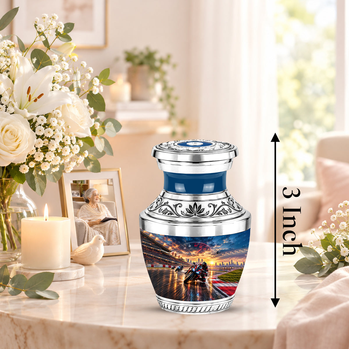 Motorcycle Racing Memorial Urn for Human Ashes – Personalized Racing Bike Urn