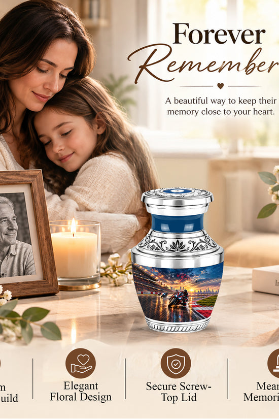 Motorcycle Racing Memorial Urn for Human Ashes – Personalized Racing Bike Urn