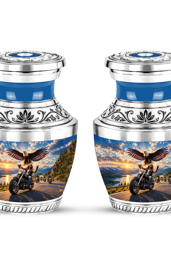 Personalized Motorcycle Cremation Urn, Biker Memorial, Eagle Rider Tribute