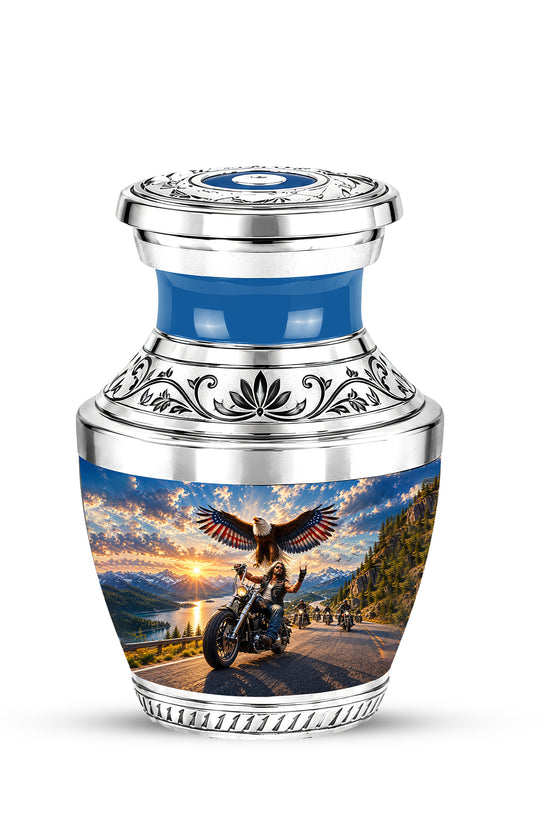 Personalized Motorcycle Cremation Urn, Biker Memorial, Eagle Rider Tribute